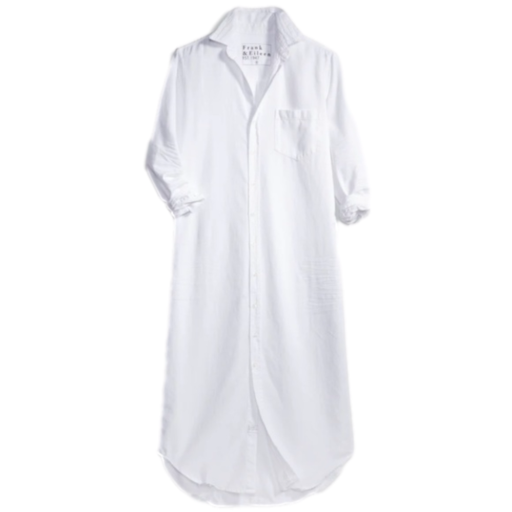 NWT! FRANK & EILEEN Rory Maxi Shirtdress WHITE Famous Denim SMALL